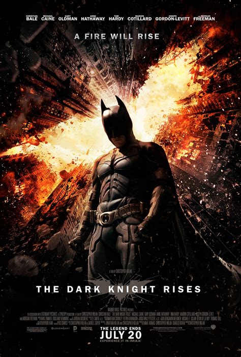 dark knight rises theatrical poster fires  skyline adds batman