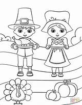 Coloring Pilgrim Boy Cute Pages Thanksgiving Pilgrims Printable Crafts sketch template