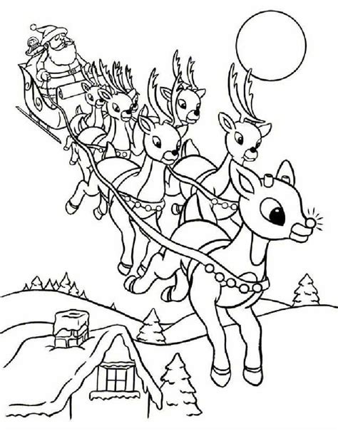 rudolph  santa sleigh coloring pages hellokidscom