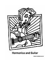 Harmonica Coloring Music Guitar sketch template