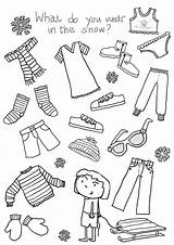Clothes Clothing Worksheets Coloring Printable Wear Winter Pages Kindergarten Worksheet Activities Fashion Kids Printables Snow Weather Children Preschool Activity English sketch template