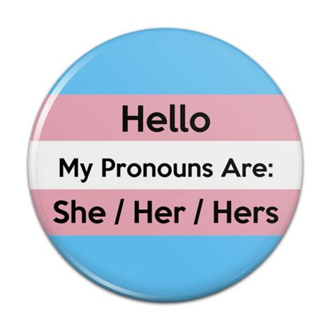 my pronouns are she her hers gender identity pinback