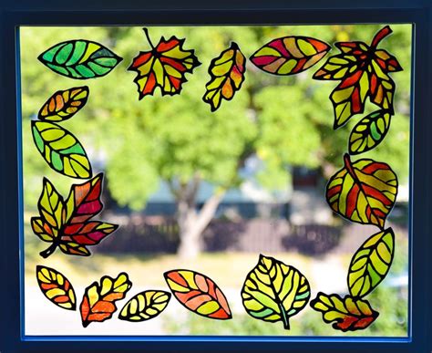 stained glass leaf suncatcher   printable templates autumn