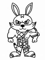 Fire Bunny Warrior Coloring Printable sketch template