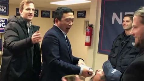 Andrew Yang Sprays Whipped Cream In Supporters Mouths Biden