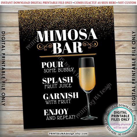 mimosa bar printable sign