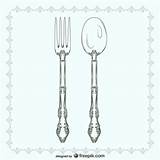 Fork Spoon Sketch Vectors Paintingvalley Vector Vintage Cutlery sketch template