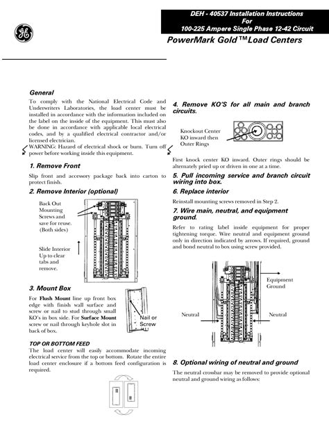 ge powermark  load center wiring diagram wiring diagram