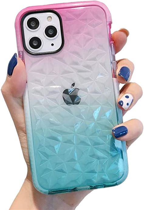 kumtzo cute iphone 12 pro max case crystal clear slim diamond pattern