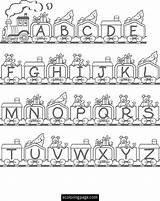 Alphabet Coloring Train sketch template
