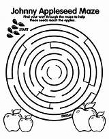 Johnny Appleseed Maze Mazes Crayola Apples sketch template
