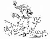 Coloring Skiing Bear sketch template