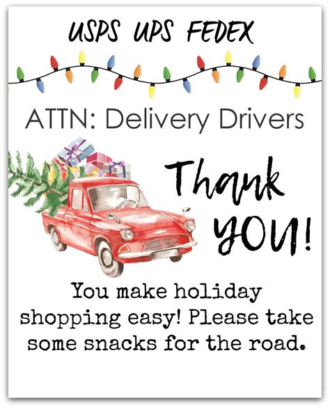 delivery person   holidays printable signs