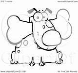Coloring Mouth Outline Fat Dog Sitting Bone His Royalty Clipart Illustration Toon Hit Rf sketch template