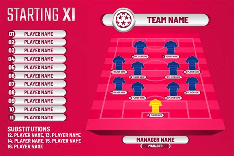 football starting xi soccer   football graphic  soccer starting lineup squad