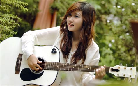 Smile Guitar Girl Music Asian Wallpaper Girls