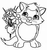 Coloring Spring Pages Cat Flowers Library Clipart sketch template