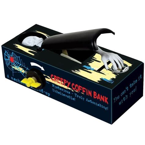 creepy coffin bank skeleton money coin grabber fun novelty toy