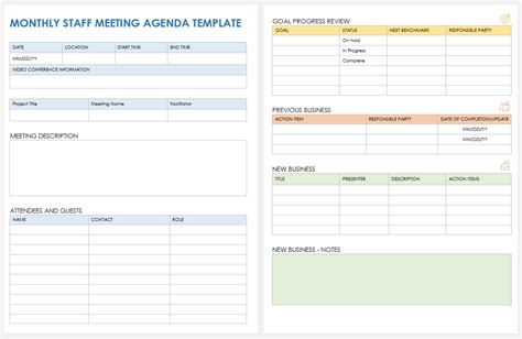 monthly staff meeting template