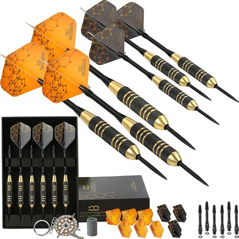 cc exquisite professional steel tip darts set    brass barrels   flights standard
