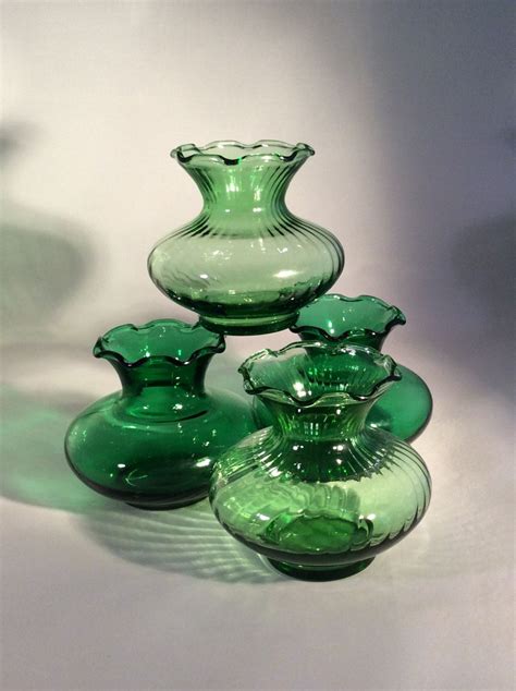 vintage green christmas holiday vases emerald green ruffled rim glass