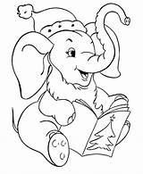 Coloring Christmas Elephant Pages Printable Animals Colouring Animal Card Kids Cute Color Santa Elephants Little Sheet Holiday Sheets Claus Awesome sketch template