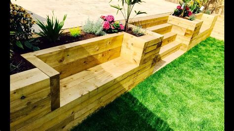 garden levelling retaining wall stairs benches