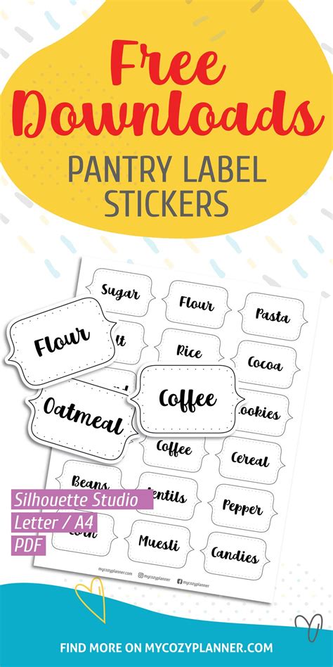 pantry label stickers  printable stickers  cozy planner