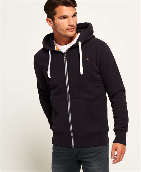 mens orange label zip hoodie  truest navy superdry