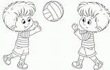 Coloring Pages Playing School Kids Children Outside Back Sarahtitus Boy Colouring Cartoon Clipart Printable Sarah Color Child Boys Volleyball Line sketch template