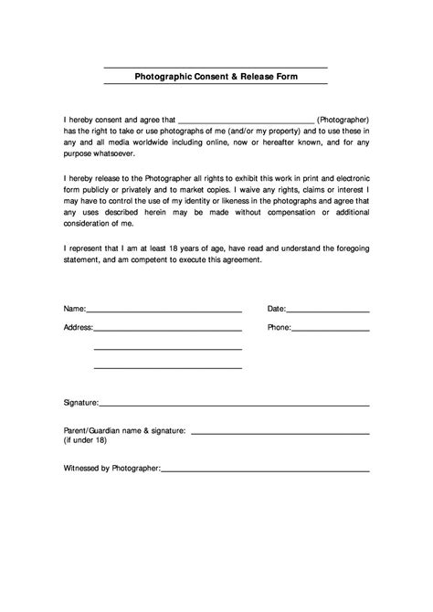 photo release consent form fill  printable fillable blank