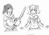 Yandere Simulator Coloring Pages Drawing Hand Printable Kids Adults Color Friends sketch template