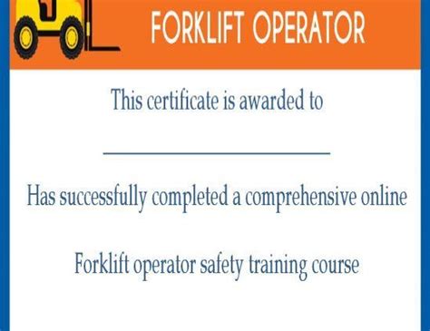 printable forklift certification template certificate templates card