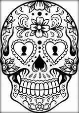 Coloring Pages Skull Adults Detailed Library Clipart Colorir Caveira Mexicana Para Mexican Color sketch template