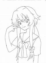 Gasai Yuno Mirai Lineart sketch template