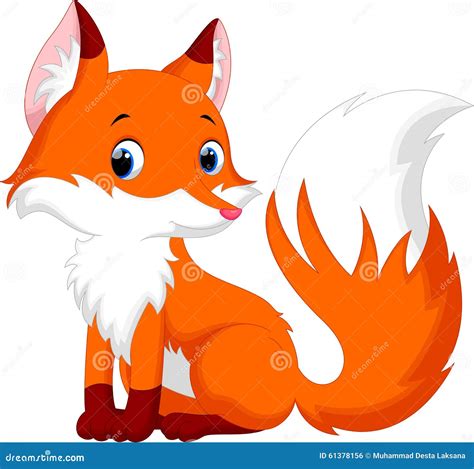 cute fox cartoon stock illustration illustration  happy