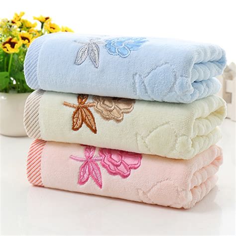 embroidered floral washcloth hand dry face bath towel soft rose flower