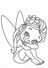 Fairy Coloring Pages Cute Little Print Printable Beautiful Pdf Darling Pges Eyes Color Updated Cartoon sketch template