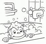 Curious Coloring George Pages Bathing Printable Bath Bathroom Kids Monkey Colouring Take Sheets Drawing Halloween Coloring4free Printables Print Library 4kids sketch template