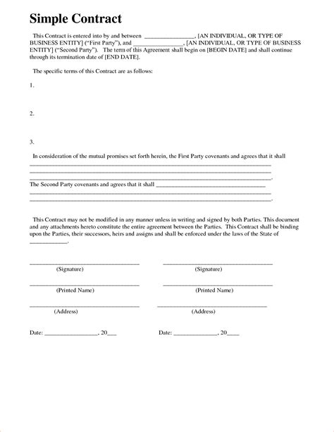 simple contract agreement simple contractor agreement template simple contract format