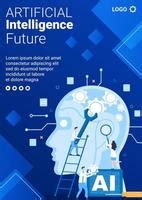 artificial intelligence digital brain technology banner template flat