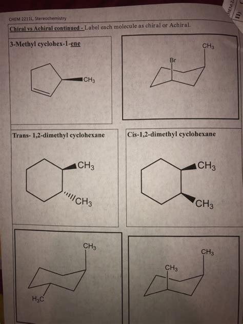 Solved Hem 2 Chem 22111 Stereochemistry Chiral Vs Achiral