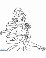 Coloring Belle Pages Rose Beast Beauty Holding Disneyclips Funstuff sketch template