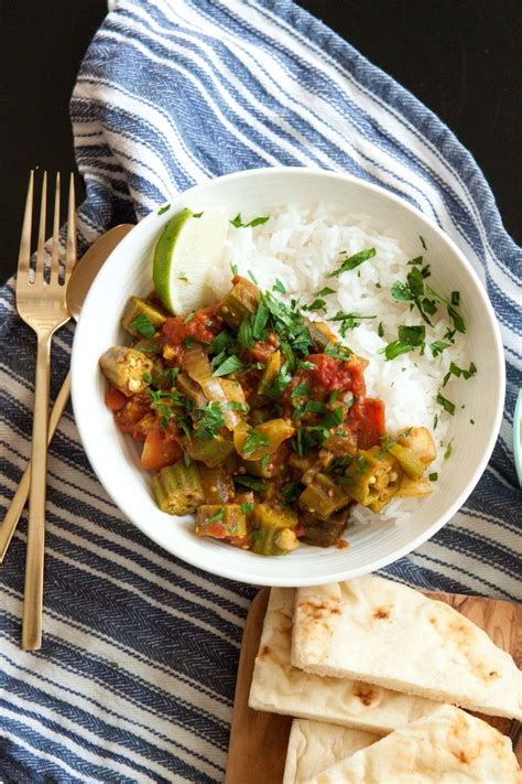 indian eggplant with okra and tomatoes from passports and pancakes food okra curry okra