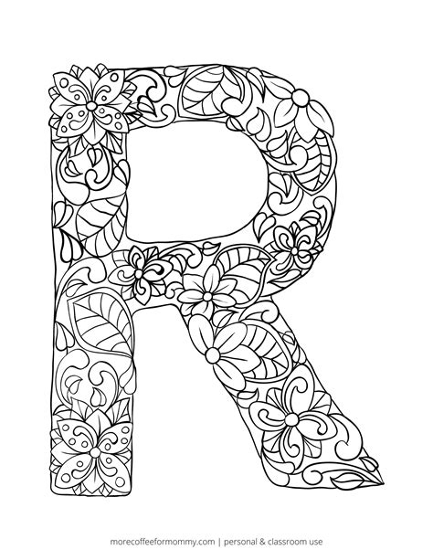 printable alphabet coloring pages  coffee  mommy