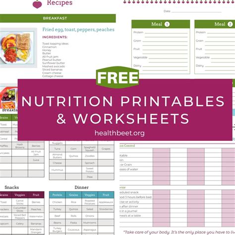 worksheets  printables health beet
