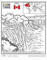 Falls Niagara Coloring Color Education Worksheet Worksheets Sheets Canada sketch template