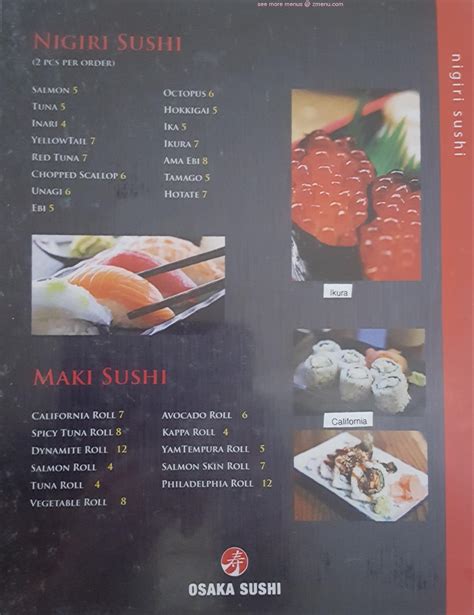 menu  osaka sushi restaurant bonnyville alberta tn  zmenu