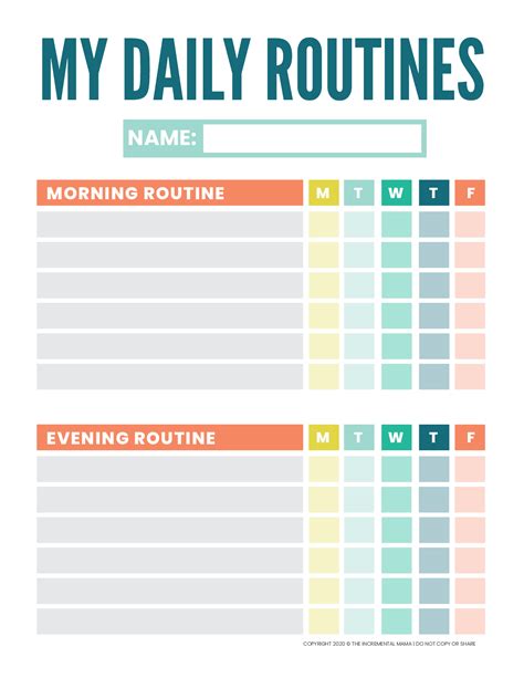 printable daily routine checklist
