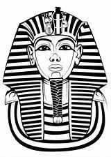 Tutankhamun Coloring Pharaoh Egipto Egyptian Vector Tattoo Pages Mask Printable Print sketch template